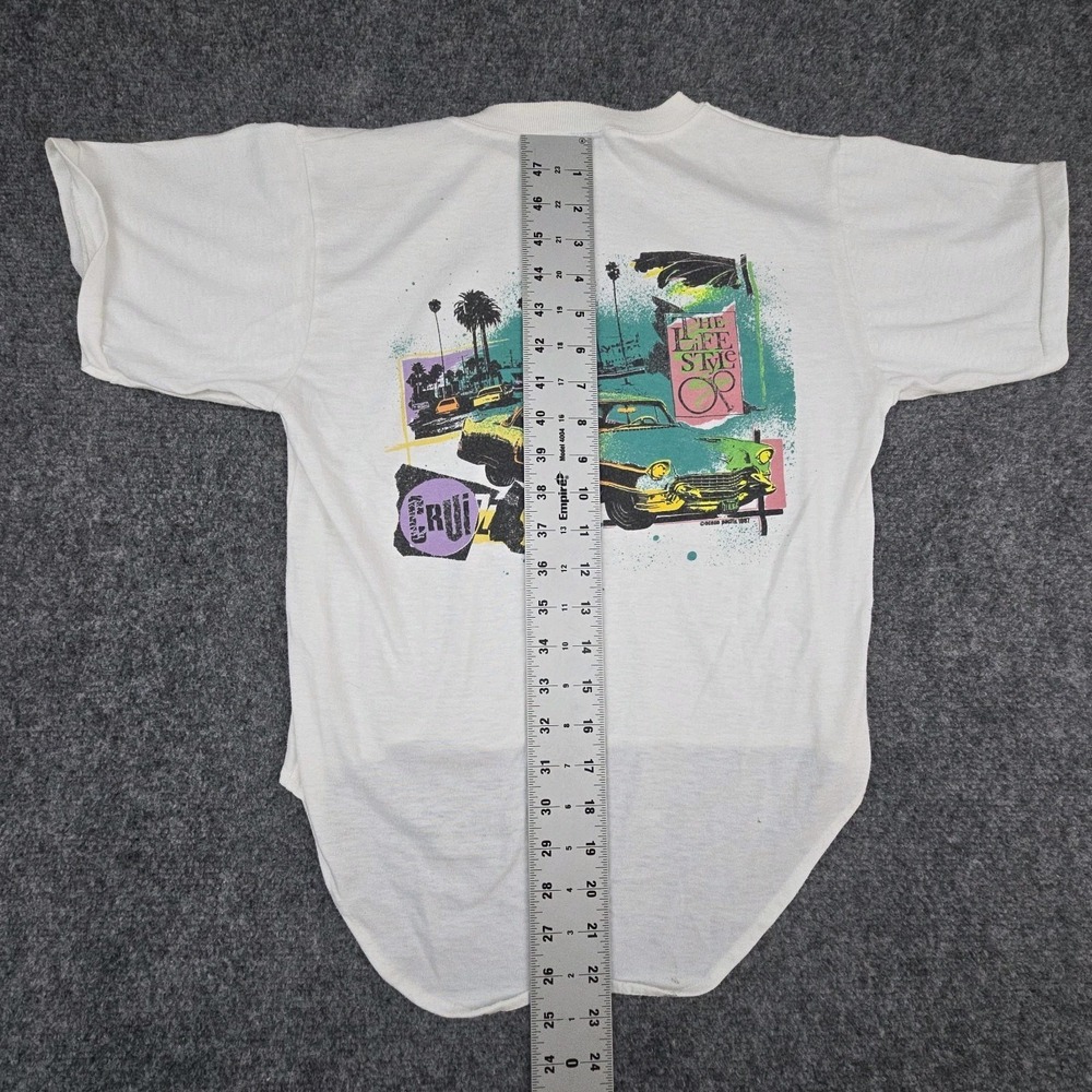 Vintage 1987 OP Ocean Pacific Cruz Tee USA‎ Made White Graphic T-Shirt - Picture 8 of 11